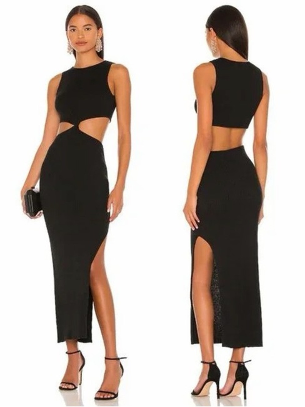 Bec + Bridge Black Cutout Midi Dress with Side Slit
